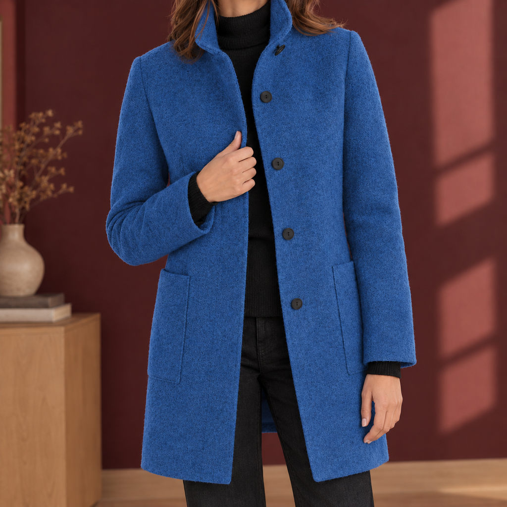 Damen Mantel mit Stehkragen und gerader Passform - 4 - Jasminaboutique.com