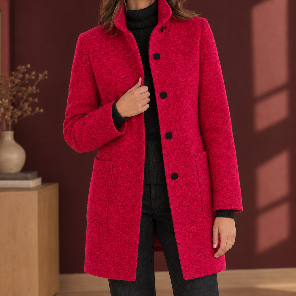 Damen Mantel mit Stehkragen und gerader Passform - 6 - Jasminaboutique.com