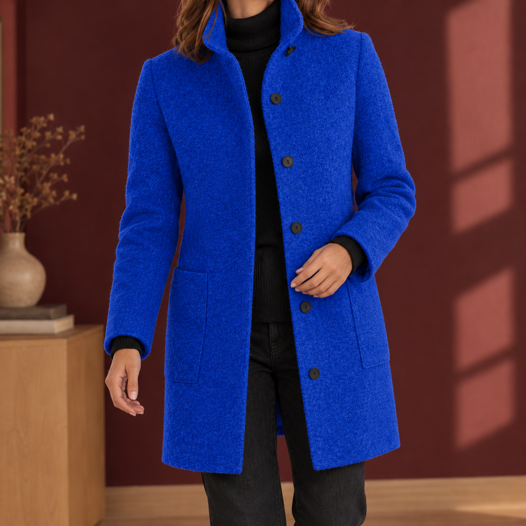 Damen Mantel mit Stehkragen und gerader Passform - 7 - Jasminaboutique.com