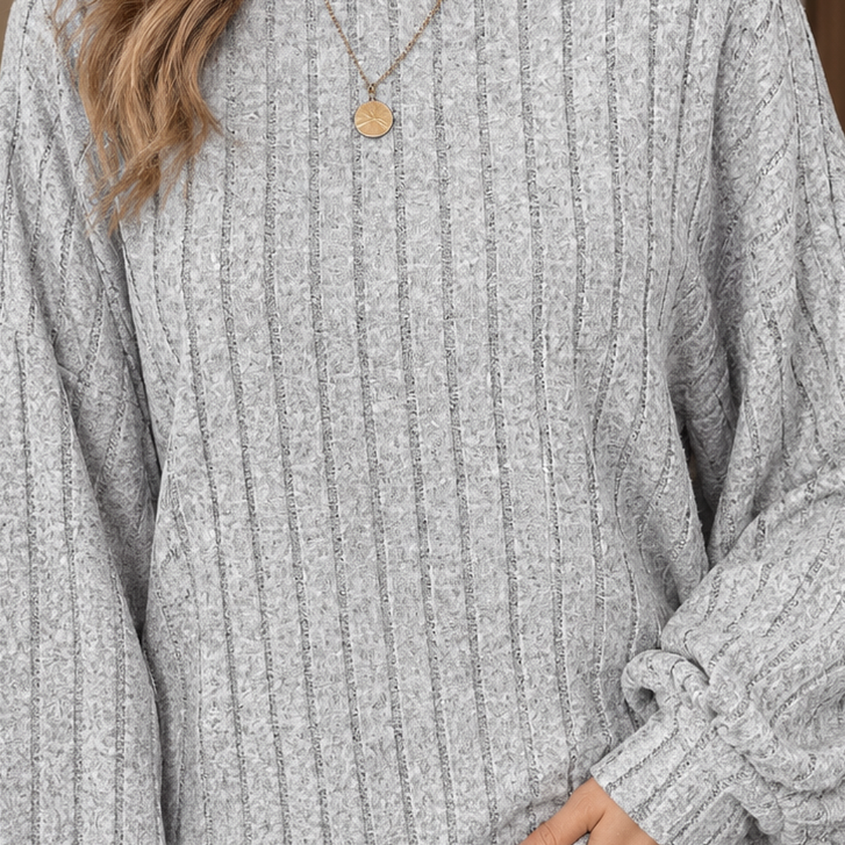Pullover Damen mit lässigem Schnitt und voluminösen Ärmeln - 2 - Jasminaboutique.com