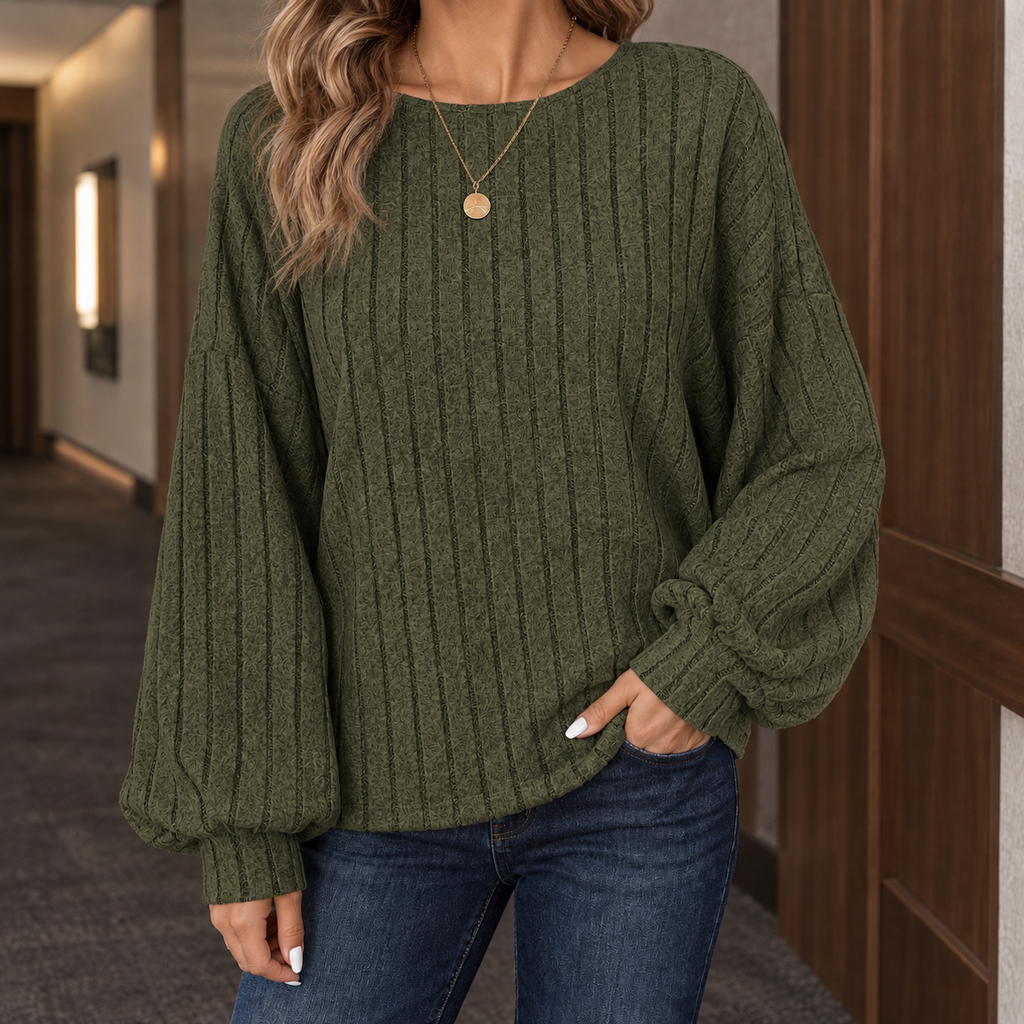 Pullover Damen mit lässigem Schnitt und voluminösen Ärmeln - 3 - Jasminaboutique.com