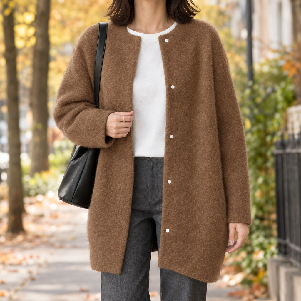 Cardigan Damen mit lässiger Passform und Knopfleiste - 4 - Jasminaboutique.com