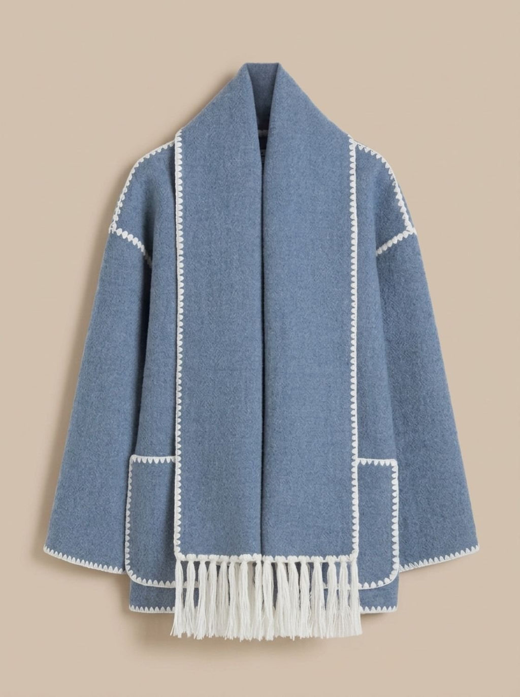 Damen Cape-Jacke mit Fransen und Knopfleiste für eleganten Look - 4 - Jasminaboutique.com