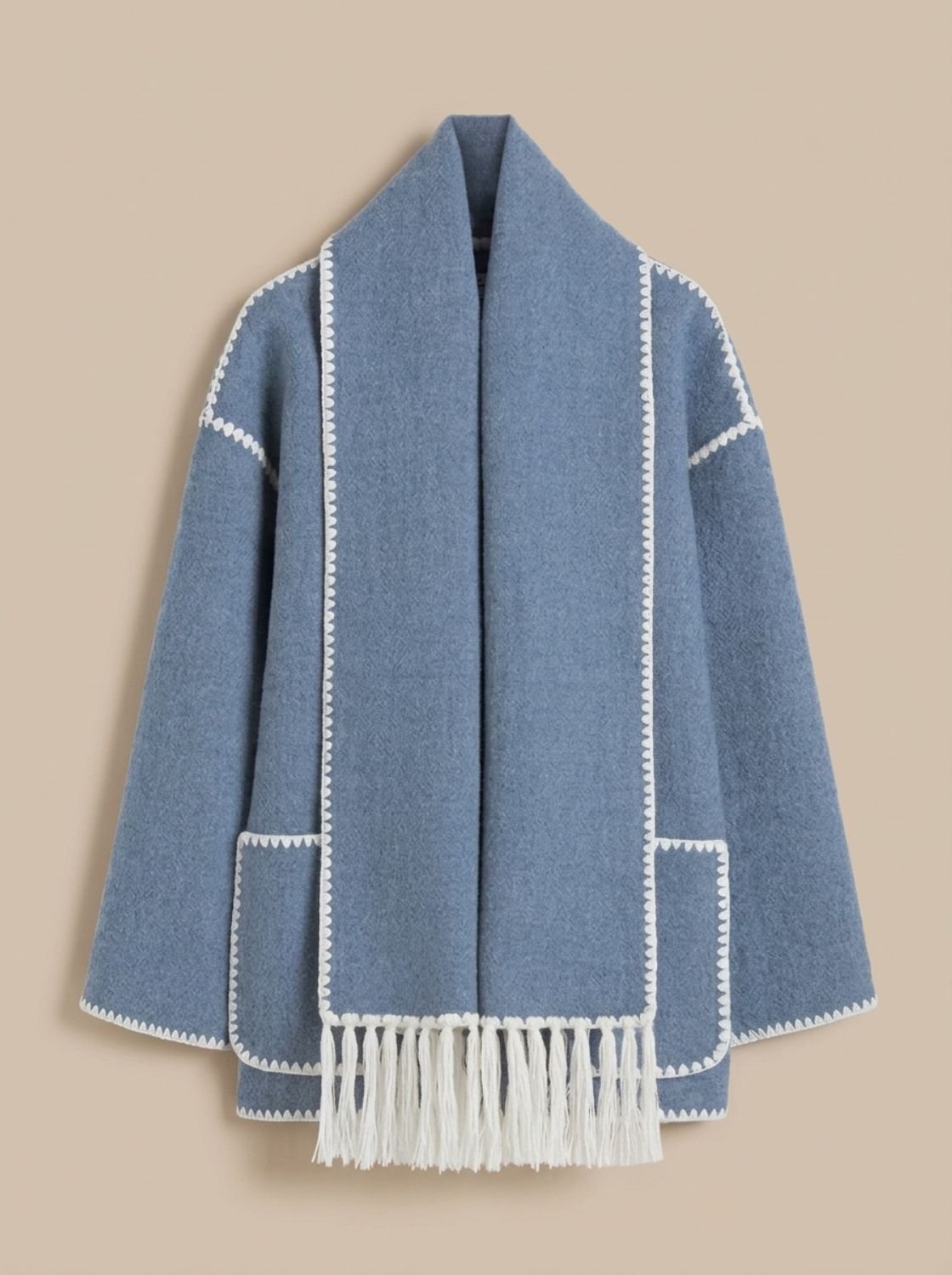 Damen Cape-Jacke mit Fransen und Knopfleiste für eleganten Look - 4 - Jasminaboutique.com
