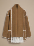 Damen Cape-Jacke mit Fransen und Knopfleiste für eleganten Look - 7 - Jasminaboutique.com