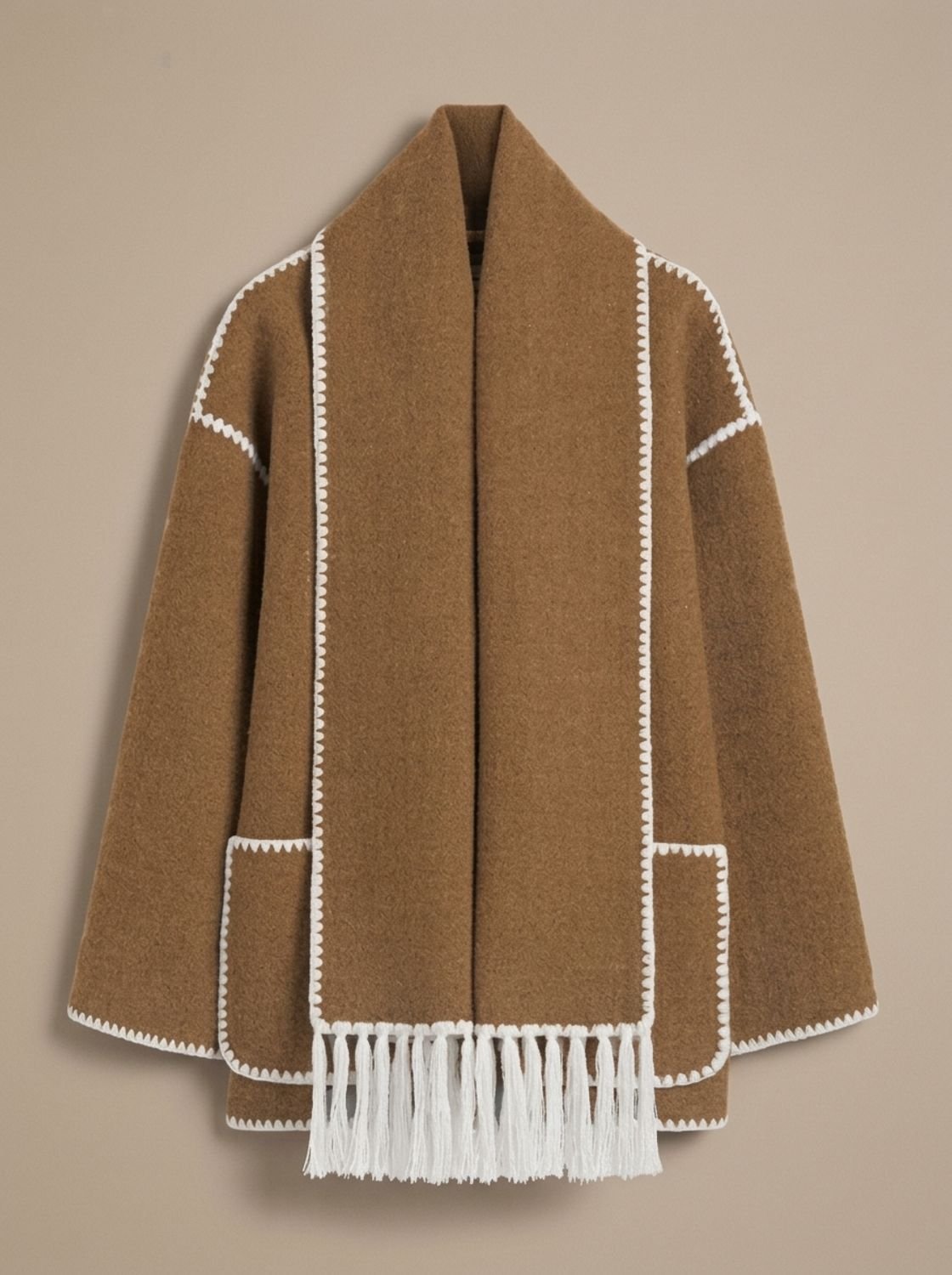 Damen Cape-Jacke mit Fransen und Knopfleiste für eleganten Look - 7 - Jasminaboutique.com