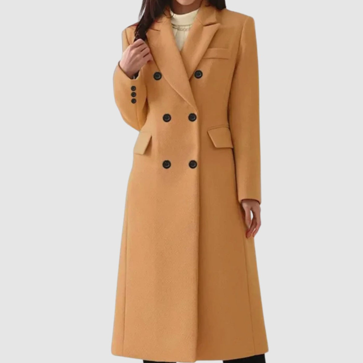 Damen Mantel Doppelreihig mit tailliertem Schnitt und eleganten Details - 1 - Jasminaboutique.com