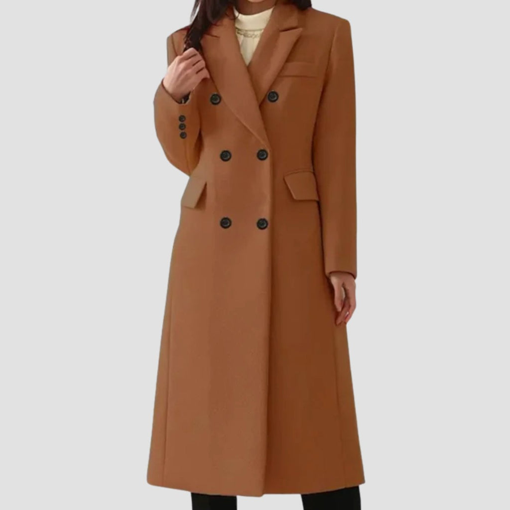 Damen Mantel Doppelreihig mit tailliertem Schnitt und eleganten Details - 3 - Jasminaboutique.com