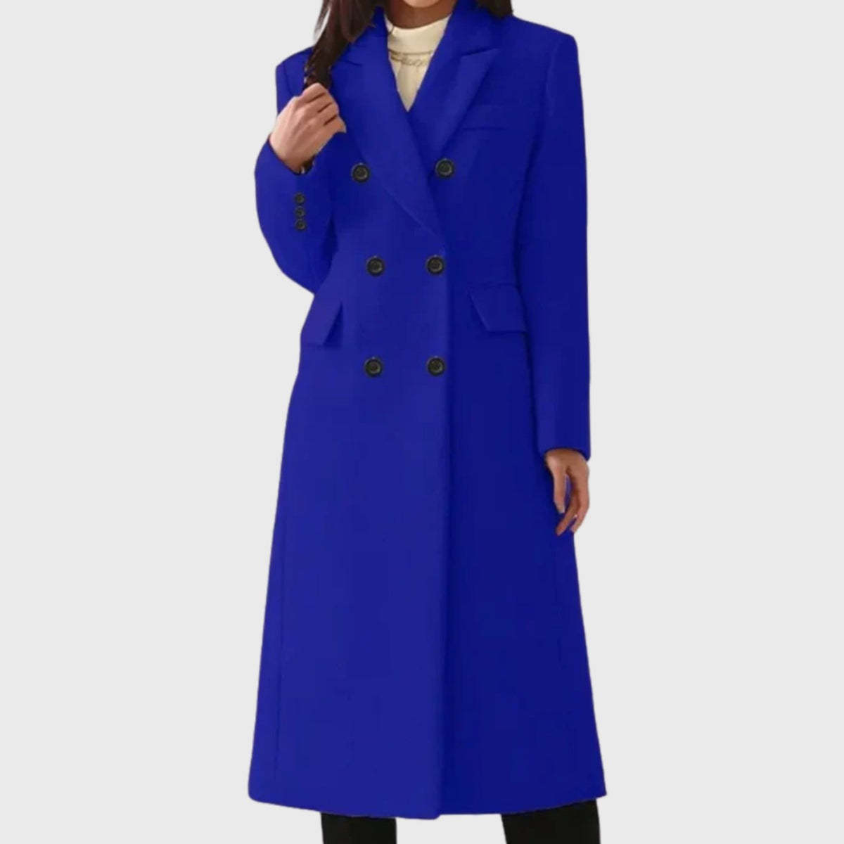 Damen Mantel Doppelreihig mit tailliertem Schnitt und eleganten Details - 6 - Jasminaboutique.com