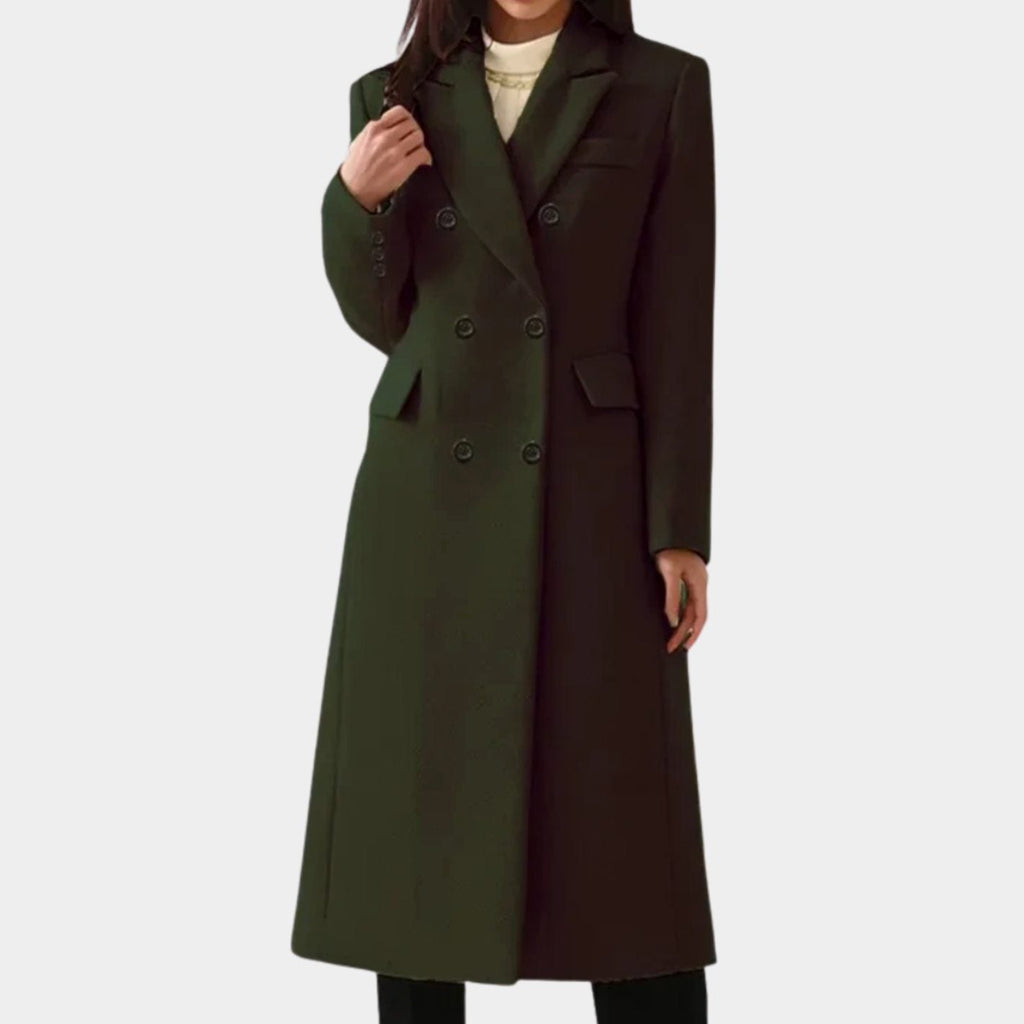 Damen Mantel Doppelreihig mit tailliertem Schnitt und eleganten Details - 7 - Jasminaboutique.com
