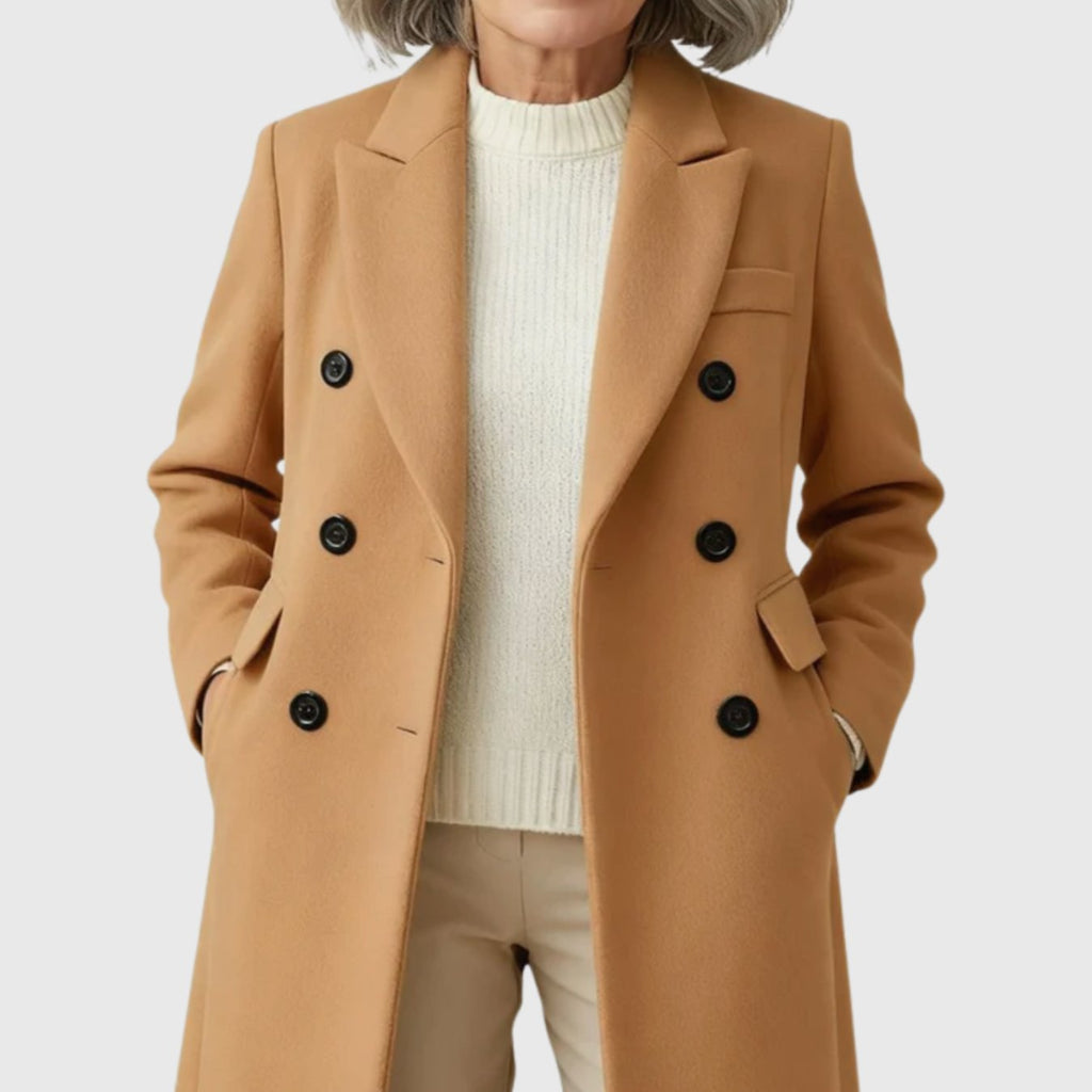 Damen Mantel Doppelreihig mit tailliertem Schnitt und eleganten Details - 8 - Jasminaboutique.com