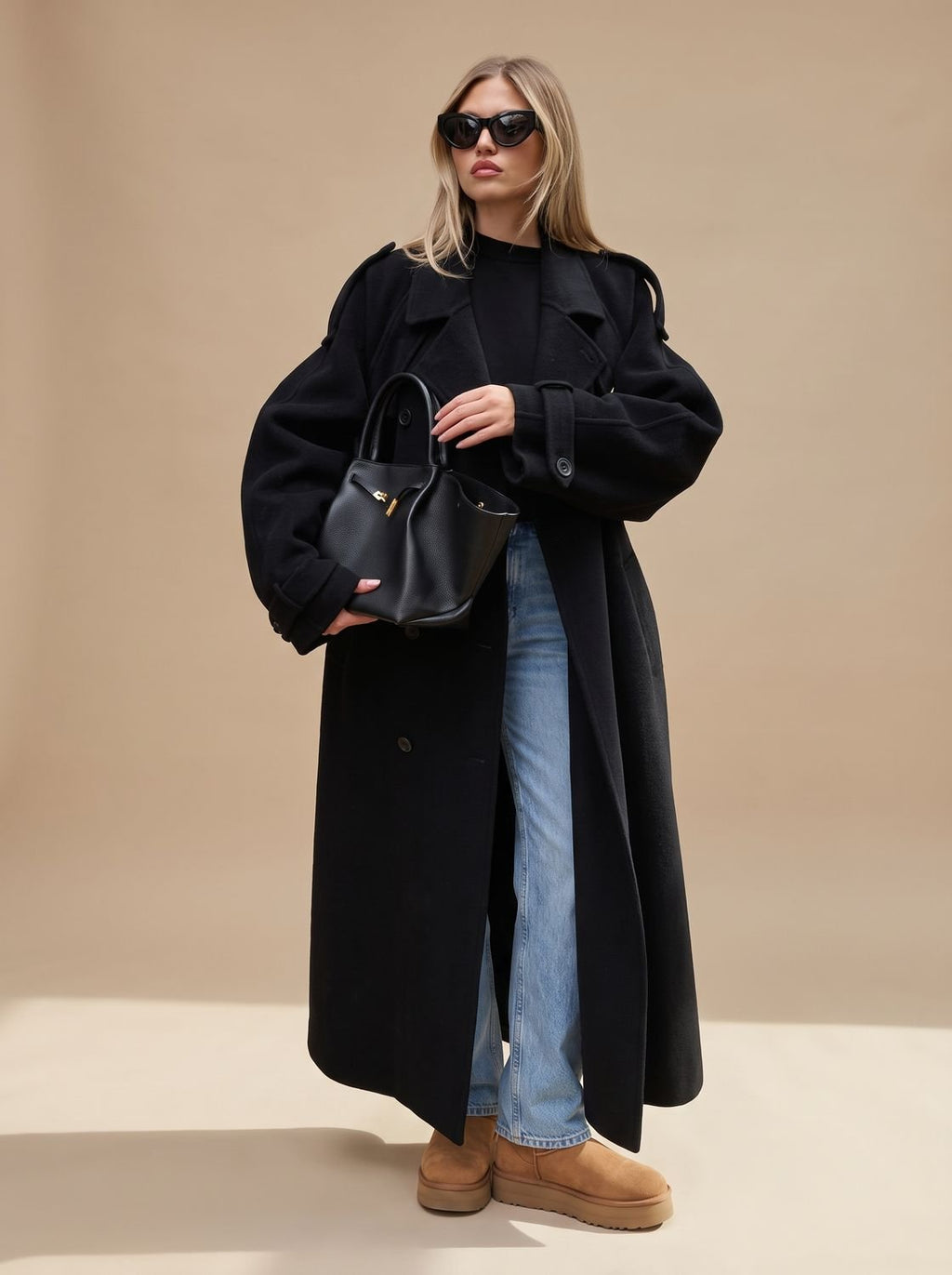 Damen Trench Coat mit Gürtel und lässigem Schnitt - 1 - Jasminaboutique.com