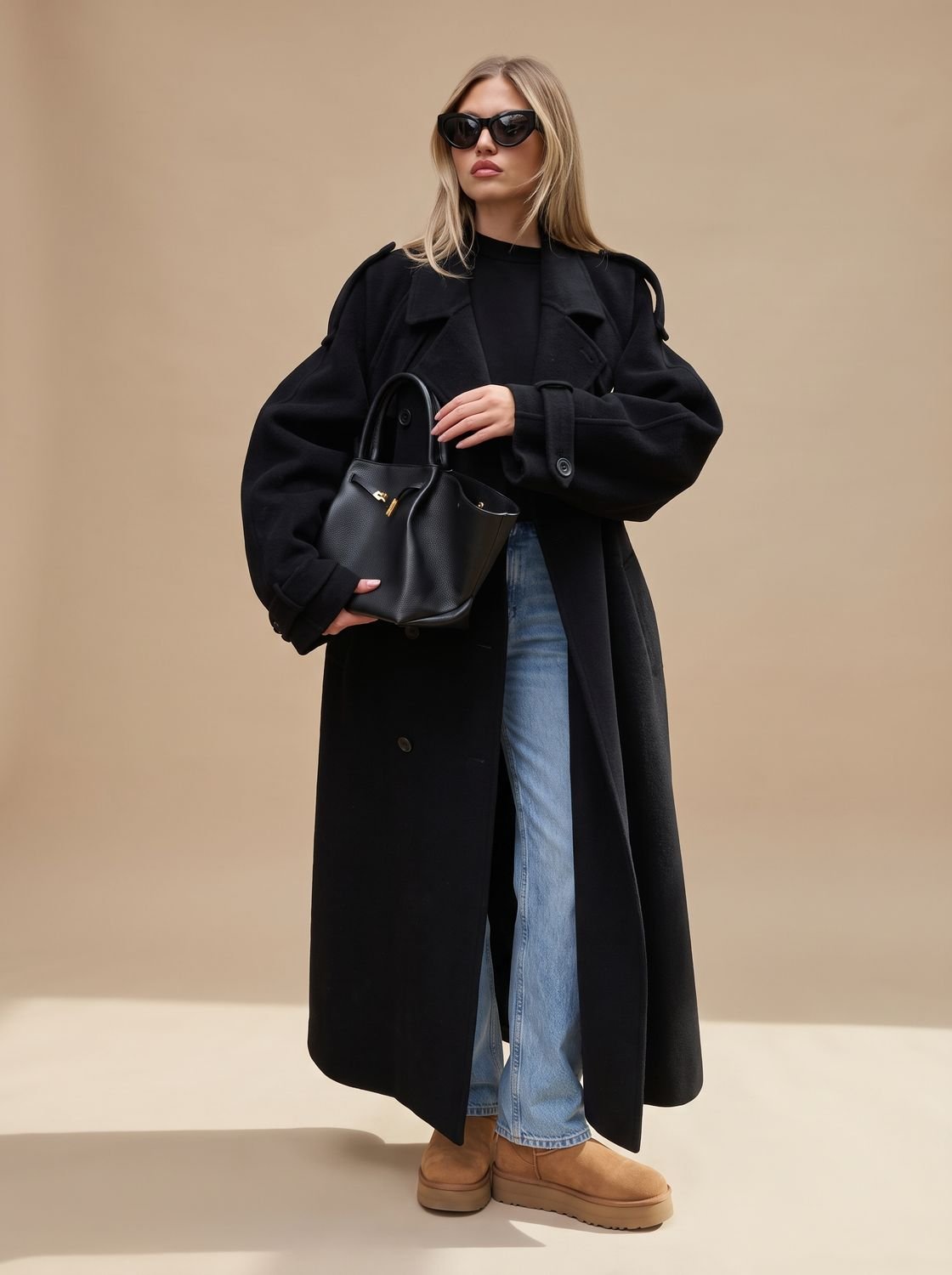 Damen Trench Coat mit Gürtel und lässigem Schnitt - 1 - Jasminaboutique.com