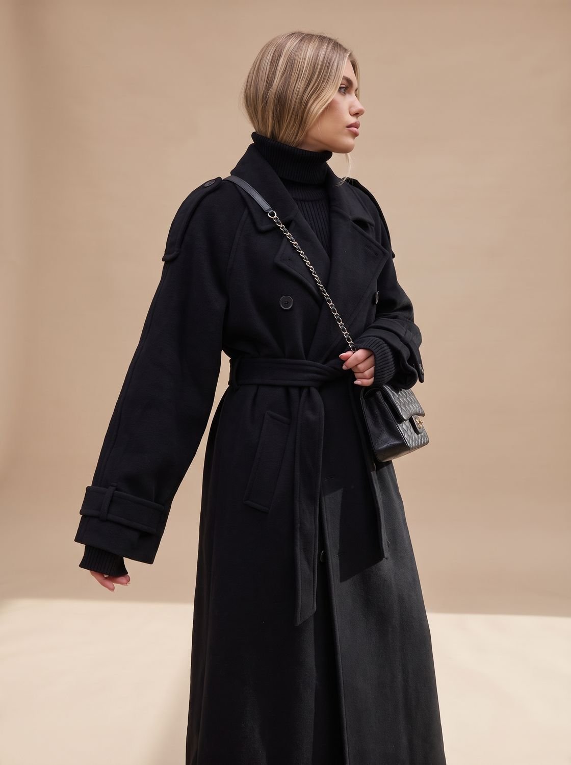 Damen Trench Coat mit Gürtel und lässigem Schnitt - 3 - Jasminaboutique.com