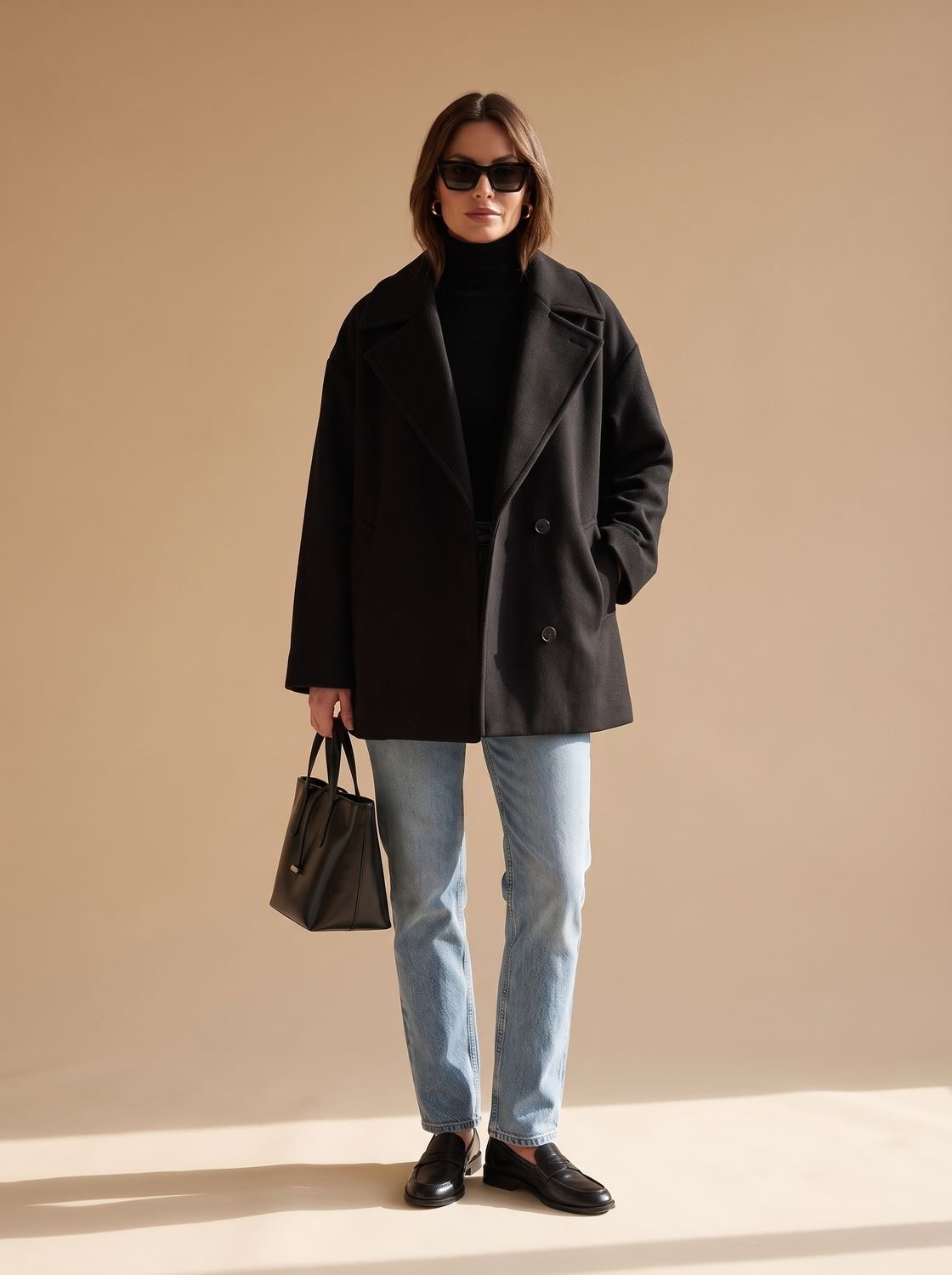 Damen Mantel mit oversized Schnitt und eleganter Knopfleiste - 14 - Jasminaboutique.com
