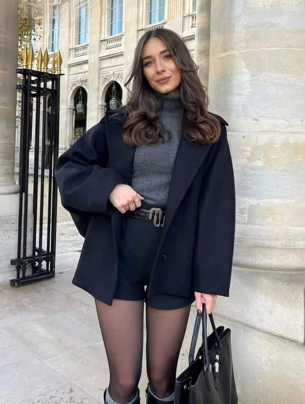 Damen Oversized Mantel mit Knopfverschluss und lässiger Silhouette - 4 - Jasminaboutique.com
