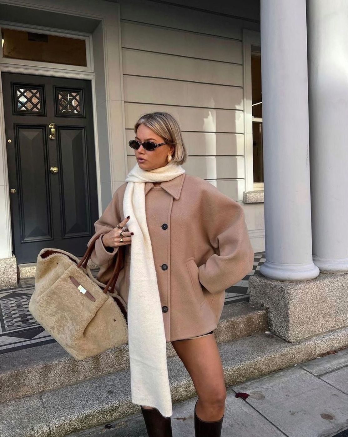 Damen Oversized Mantel mit Knopfverschluss und lässiger Silhouette - 8 - Jasminaboutique.com