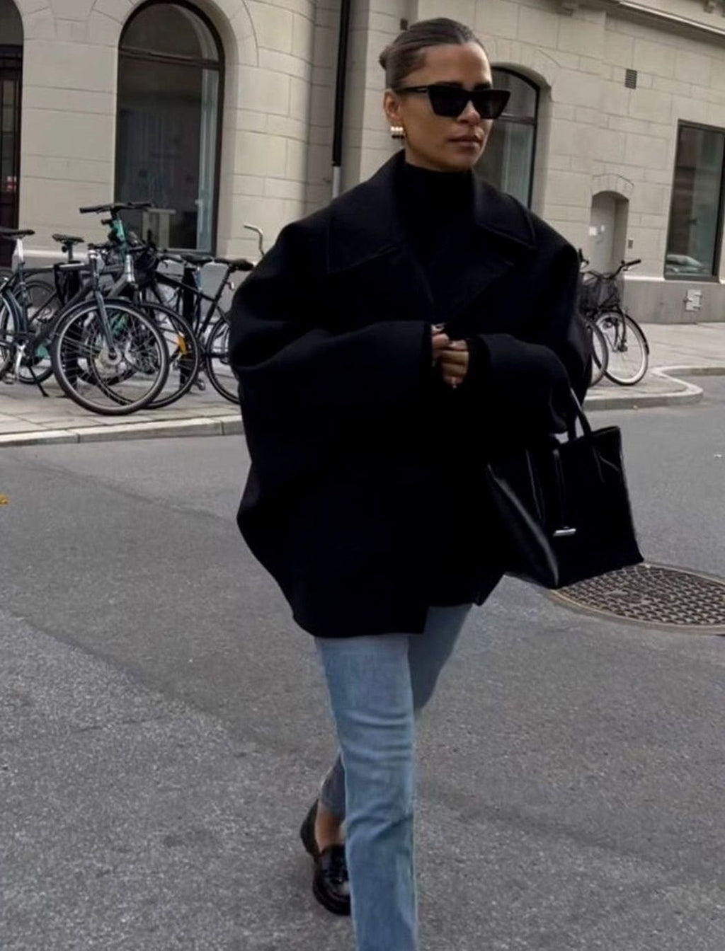 Damen Oversized Mantel mit Knopfverschluss und lässiger Silhouette - 13 - Jasminaboutique.com