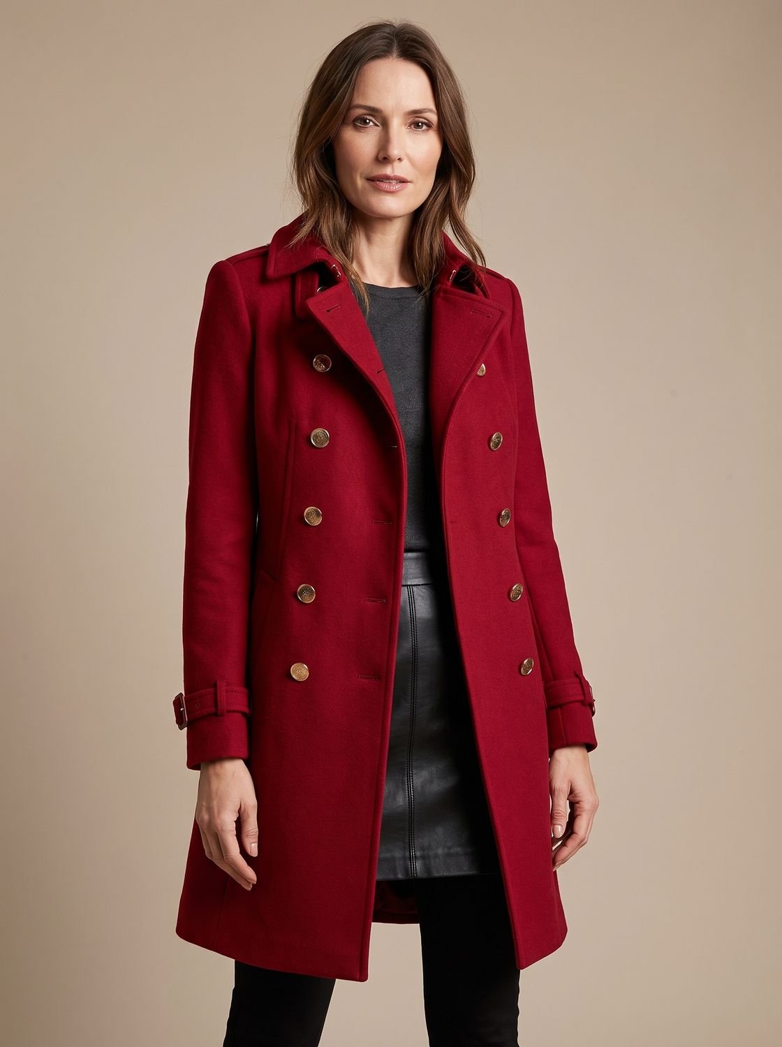 Damen Eleganter Doppelreihiger Mantel mit Knöpfen - 1 - Jasminaboutique.com