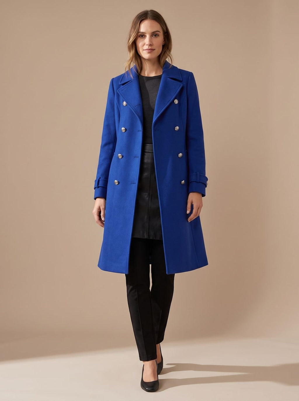 Damen Eleganter Doppelreihiger Mantel mit Knöpfen - 3 - Jasminaboutique.com