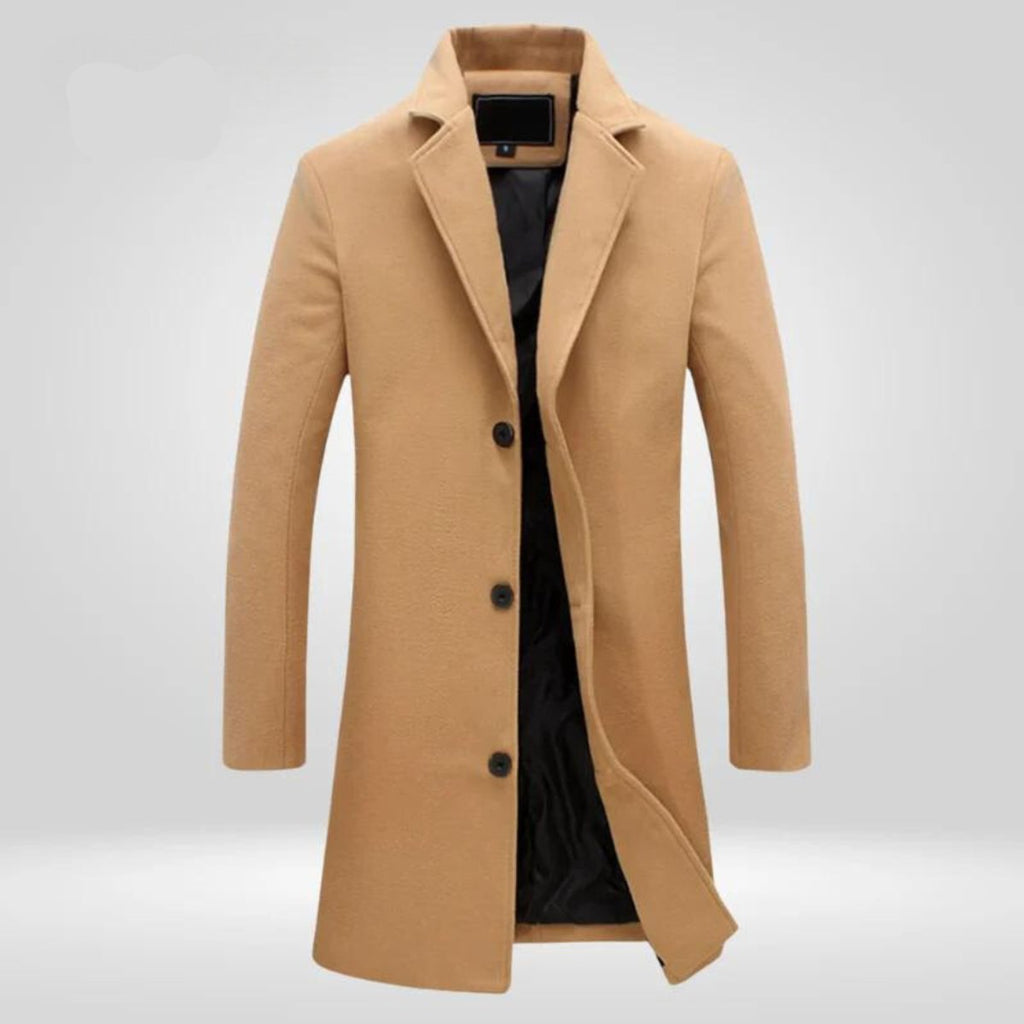 Herren Mantel Einreihiger Langer Schnitt mit Revers-Kragen - 1 - Jasminaboutique.com