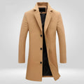 Herren Mantel Einreihiger Langer Schnitt mit Revers-Kragen - 1 - Jasminaboutique.com