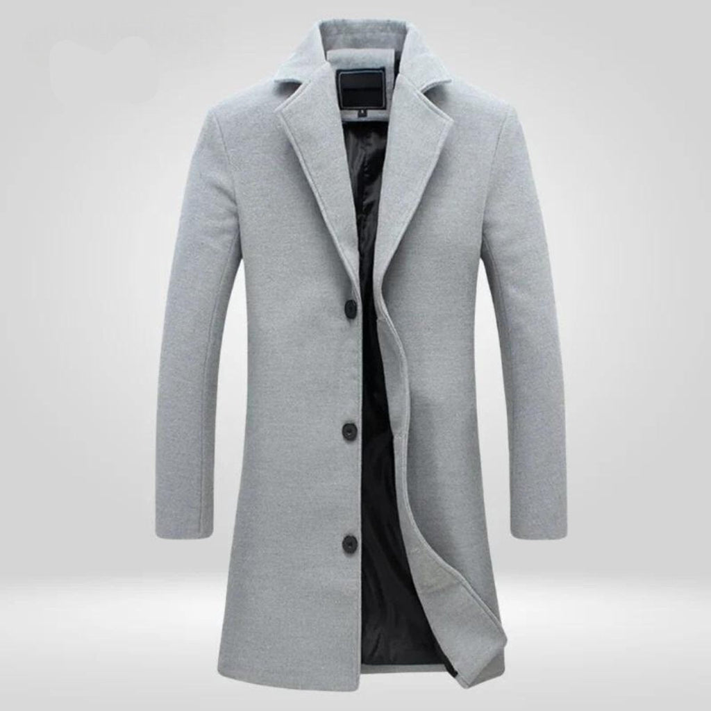 Herren Mantel Einreihiger Langer Schnitt mit Revers-Kragen - 2 - Jasminaboutique.com