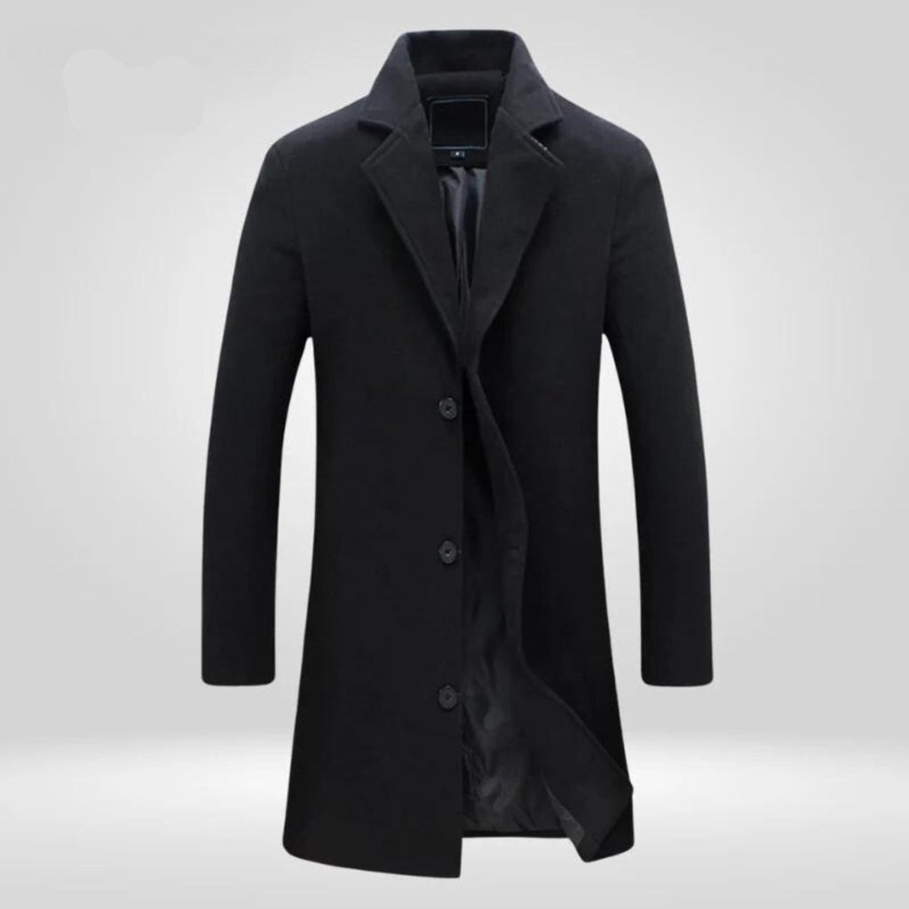 Herren Mantel Einreihiger Langer Schnitt mit Revers-Kragen - 3 - Jasminaboutique.com