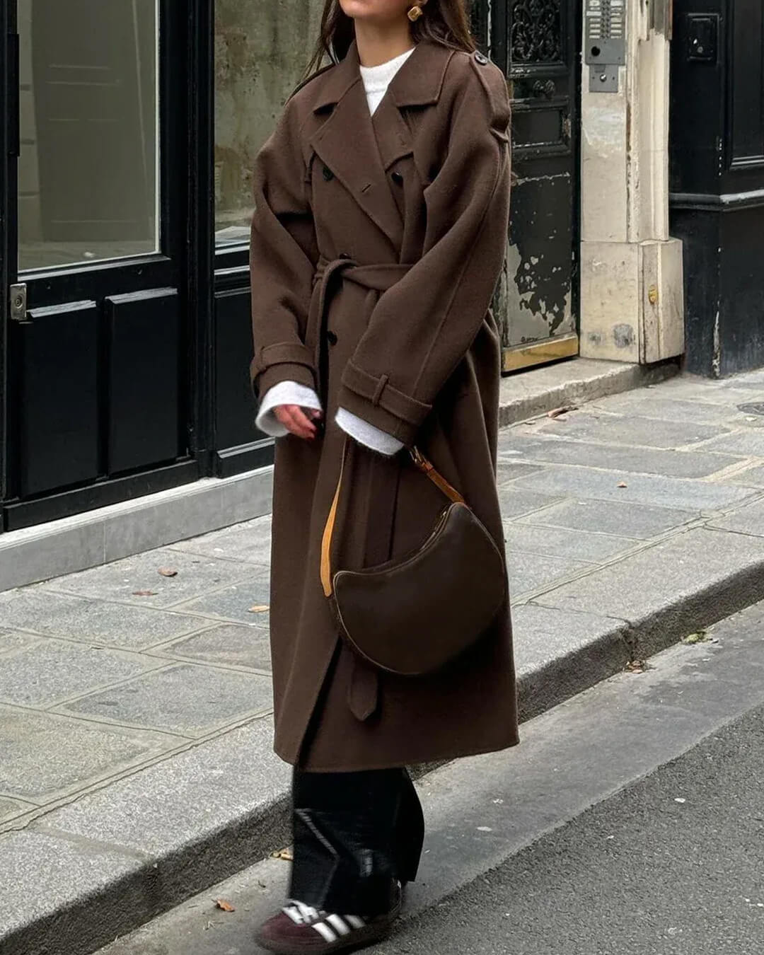 Damen Trenchcoat mit langer Silhouette und eleganten Details - 3 - Jasminaboutique.com