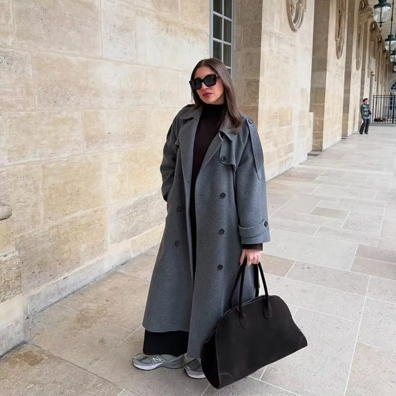 Damen Trenchcoat mit langer Silhouette und eleganten Details - 9 - Jasminaboutique.com