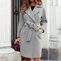 Damen Mantel mit Gürtel und klassischem Schnitt - 1 - Jasminaboutique.com