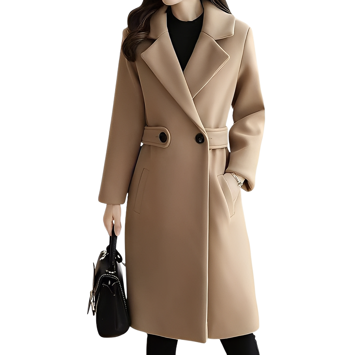 Damen Mantel mit klassischem Schnitt und Taillengürtel - 1 - Jasminaboutique.com