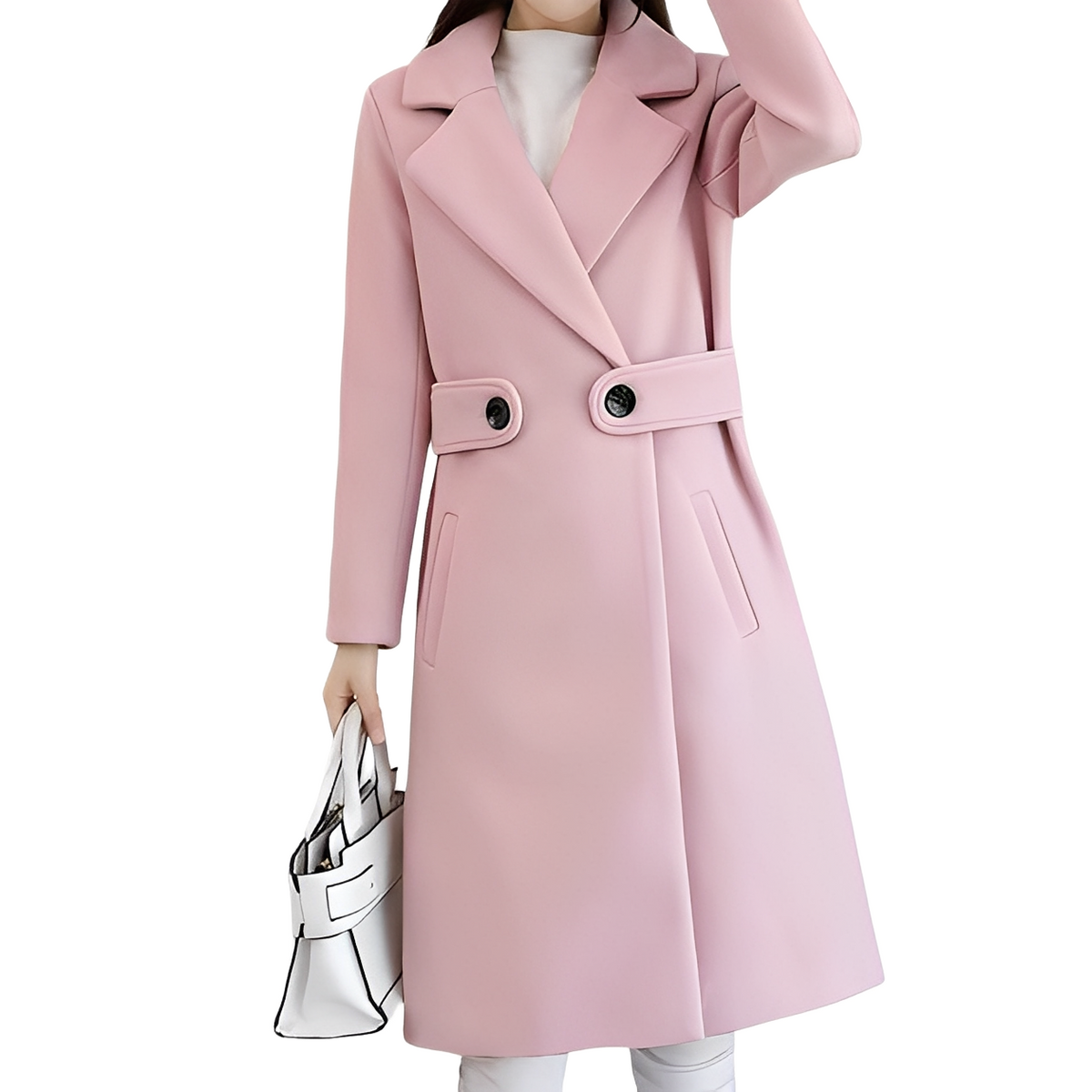 Damen Mantel mit klassischem Schnitt und Taillengürtel - 4 - Jasminaboutique.com