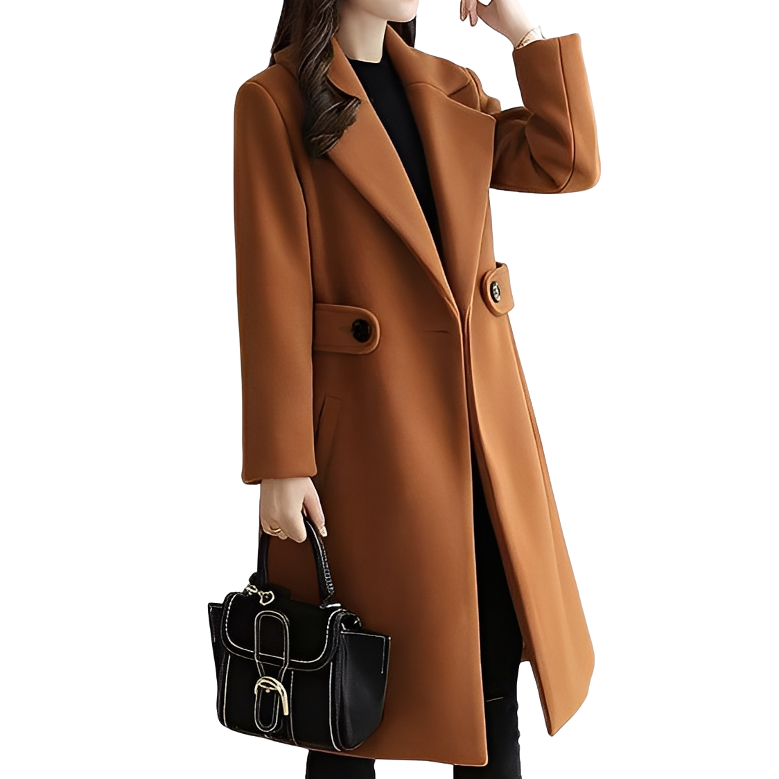 Damen Mantel mit klassischem Schnitt und Taillengürtel - 6 - Jasminaboutique.com
