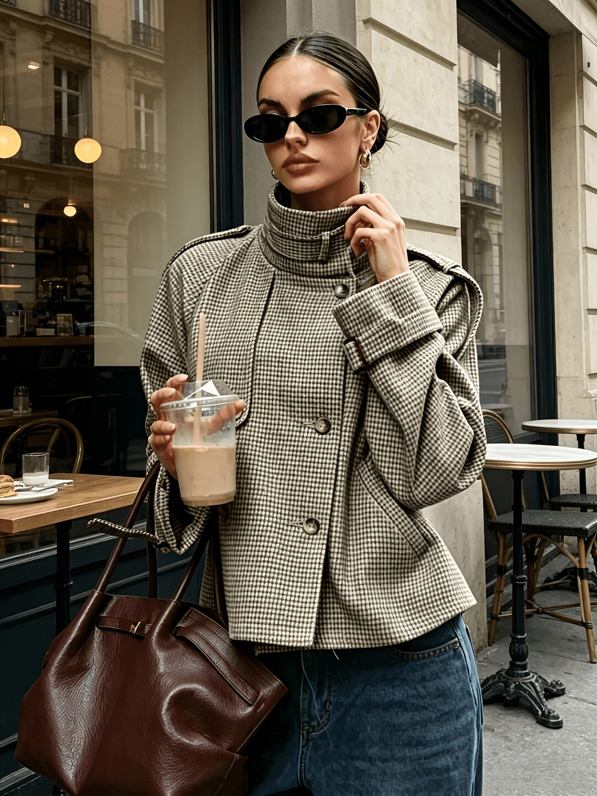Jacke Damen mit hohem Kragen und klassischem Schnitt - 2 - Jasminaboutique.com