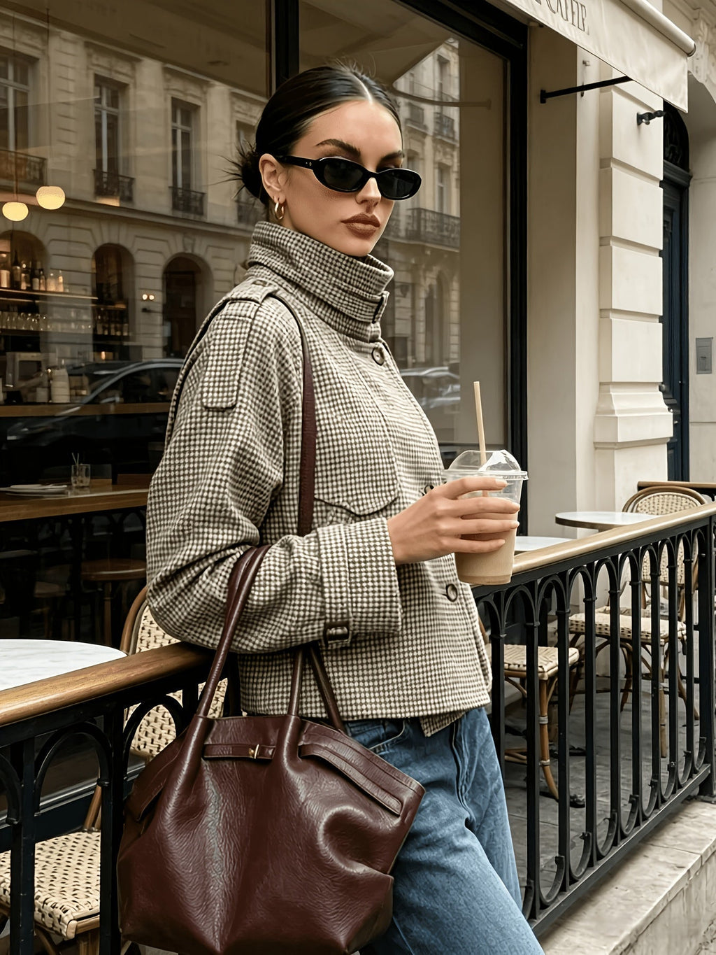 Jacke Damen mit hohem Kragen und klassischem Schnitt - 3 - Jasminaboutique.com