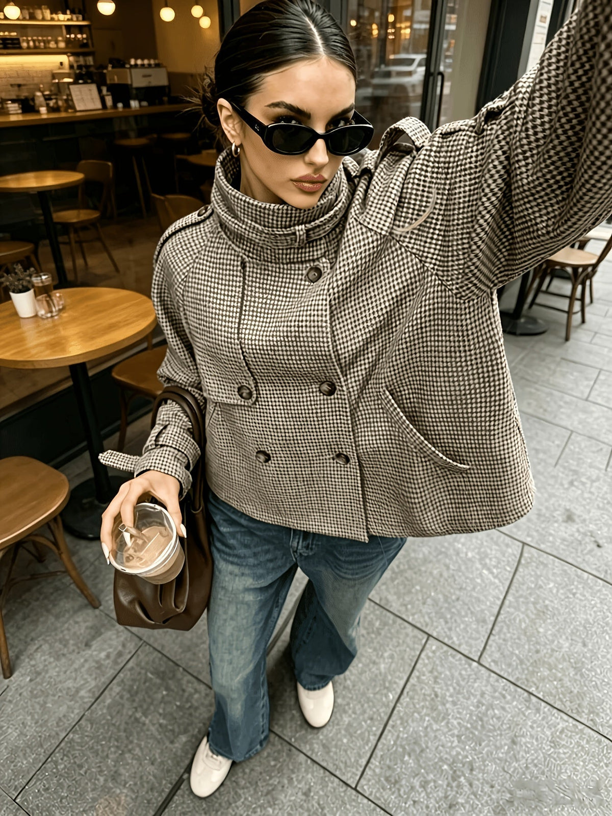 Jacke Damen mit hohem Kragen und klassischem Schnitt - 4 - Jasminaboutique.com