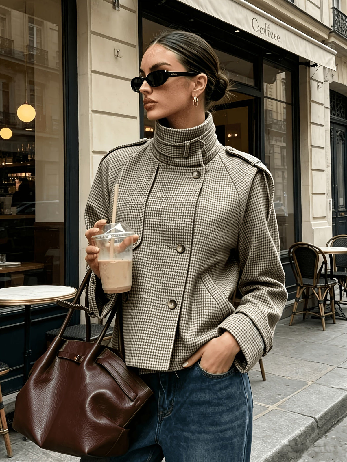 Jacke Damen mit hohem Kragen und klassischem Schnitt - 5 - Jasminaboutique.com