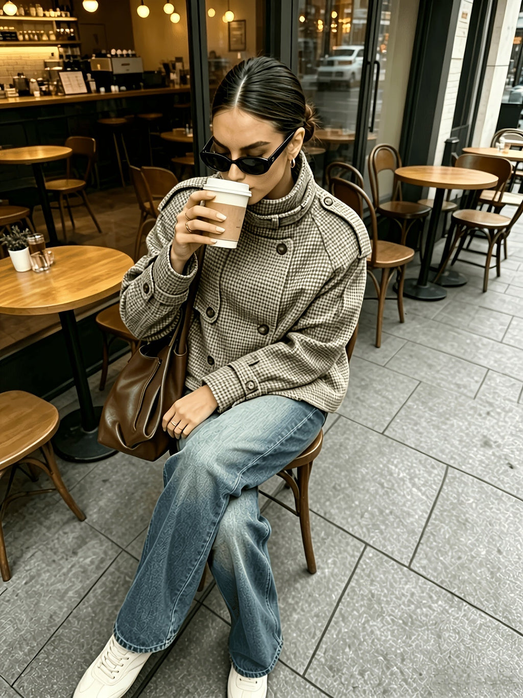 Jacke Damen mit hohem Kragen und klassischem Schnitt - 6 - Jasminaboutique.com