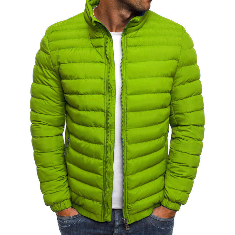 Männliche Steppjacke mit Stehkragen und Reißverschluss - 1 - Jasminaboutique.com