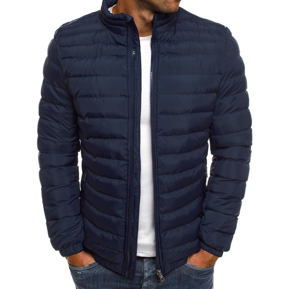 Männliche Steppjacke mit Stehkragen und Reißverschluss - 3 - Jasminaboutique.com