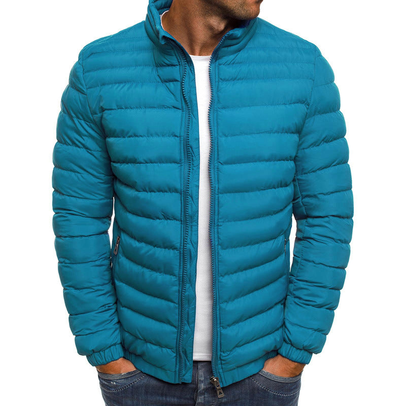 Männliche Steppjacke mit Stehkragen und Reißverschluss - 5 - Jasminaboutique.com