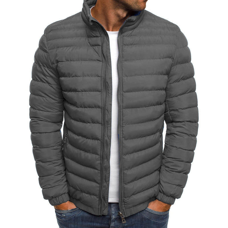 Männliche Steppjacke mit Stehkragen und Reißverschluss - 6 - Jasminaboutique.com