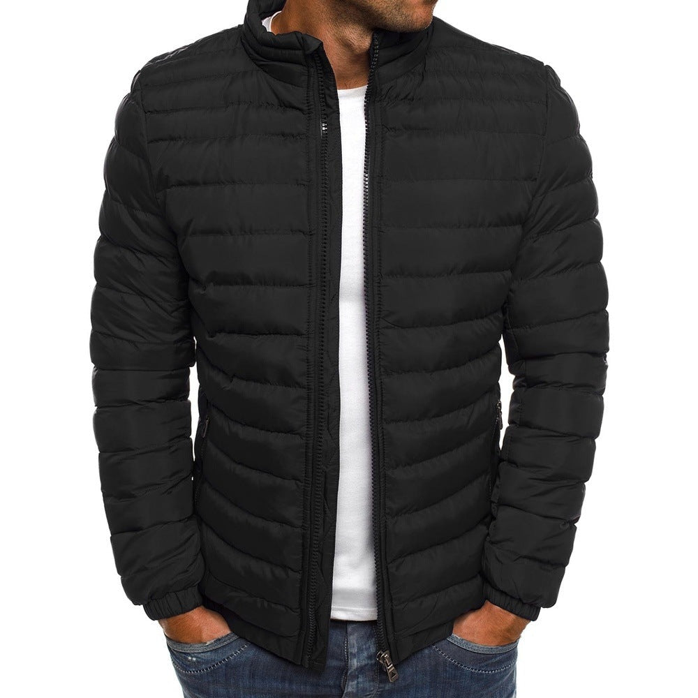 Männliche Steppjacke mit Stehkragen und Reißverschluss - 10 - Jasminaboutique.com