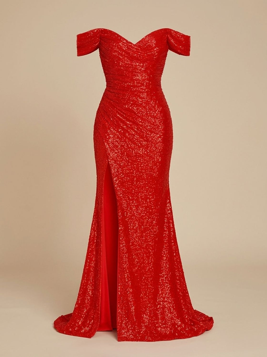 Abendkleid Damen mit schulterfreien Ärmeln und hohem Schlitz - 3 - Jasminaboutique.com
