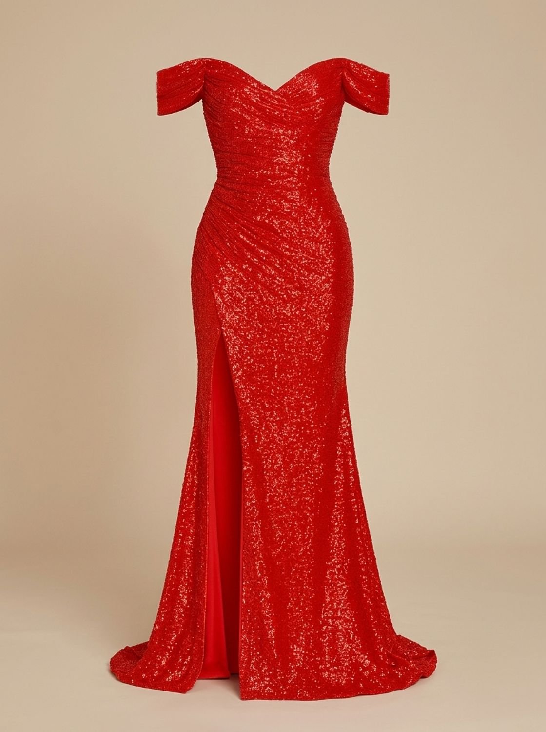 Abendkleid Damen mit schulterfreien Ärmeln und hohem Schlitz - 3 - Jasminaboutique.com
