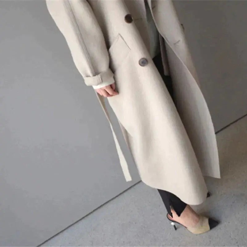 Damen Mantel mit lässigem Schnitt und tailliertem Gürtel - 2 - Jasminaboutique.com