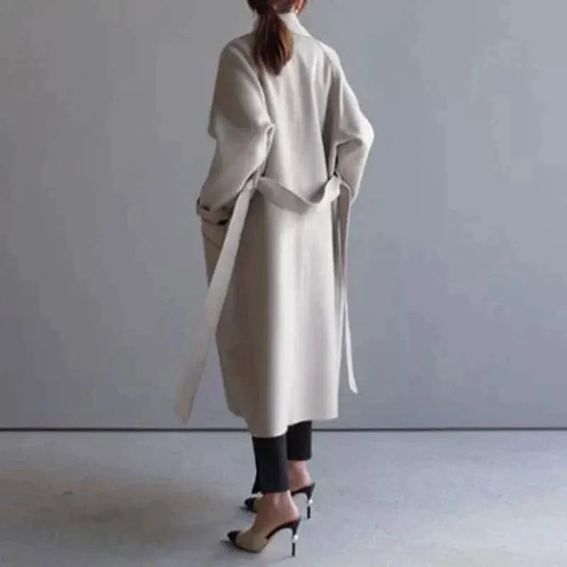 Damen Mantel mit lässigem Schnitt und tailliertem Gürtel - 4 - Jasminaboutique.com