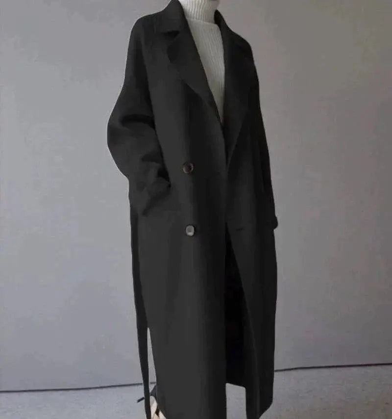 Damen Mantel mit lässigem Schnitt und tailliertem Gürtel - 6 - Jasminaboutique.com