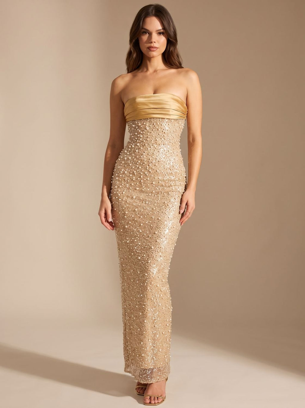 Maxikleid Damen mit tailliertem Schnitt und eleganter Silhouette - 1 - Jasminaboutique.com